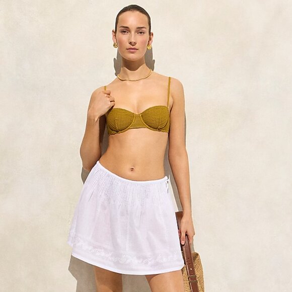 J.Crew Women's Embroidered side-tie mini skirt Large White Color - Picture 2 of 8